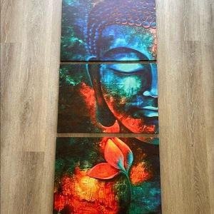 three piece set buddha wall decor